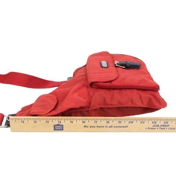 baggallini RED NYLON CANVAS URBAN MESSENGER X-BODY ORGANIZER SHOULDER BAG PURSE - Picture 15 of 16
